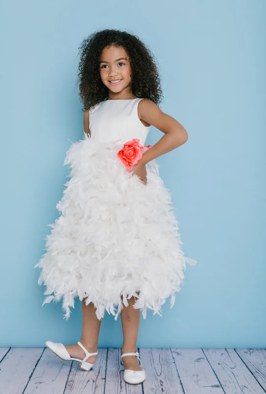 Warehouse Sale Rosebuds 5120 Size 12 Ivory Feather Skirt tea length skirt flower girl dress formal