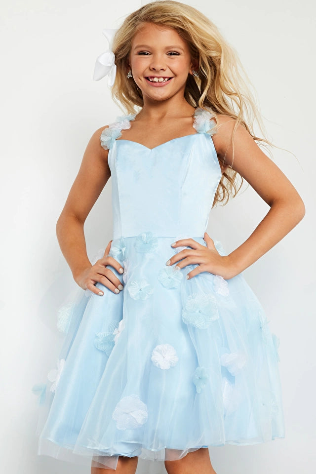 YEAR-End Clearance Jovani Kids K25989 Fit And Flare Floral Tulle Sweetheart Neckline Short Girls Dress