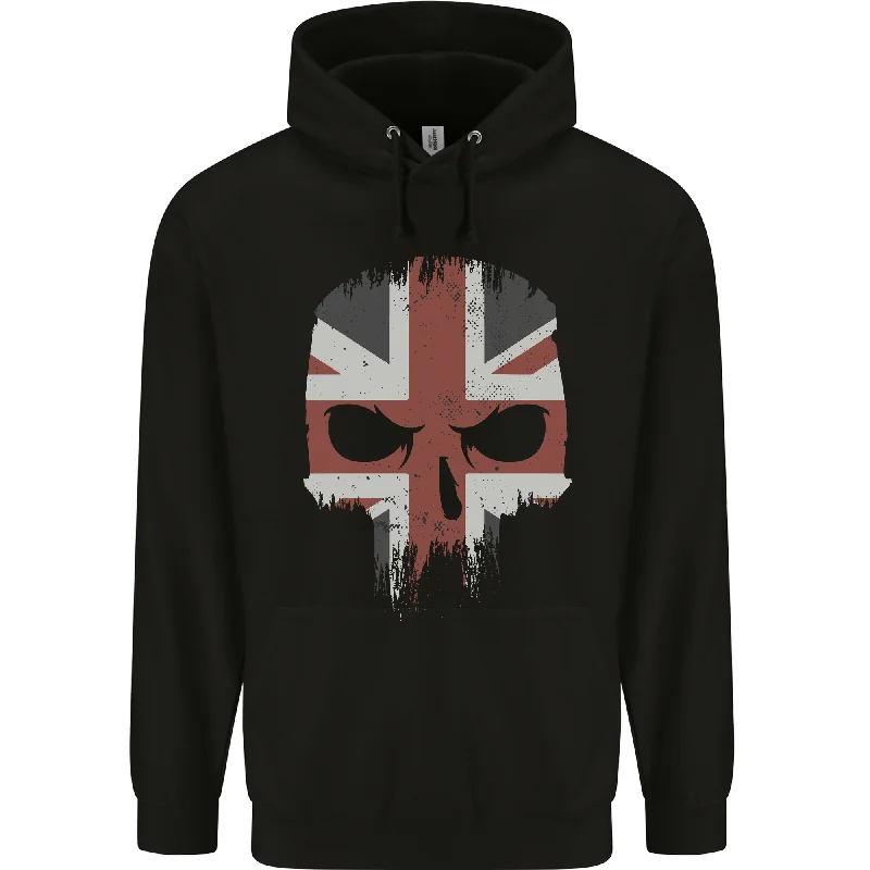 Price Drop Union Jack Skull British Gym Biker Flag Mens 80% Cotton Hoodie