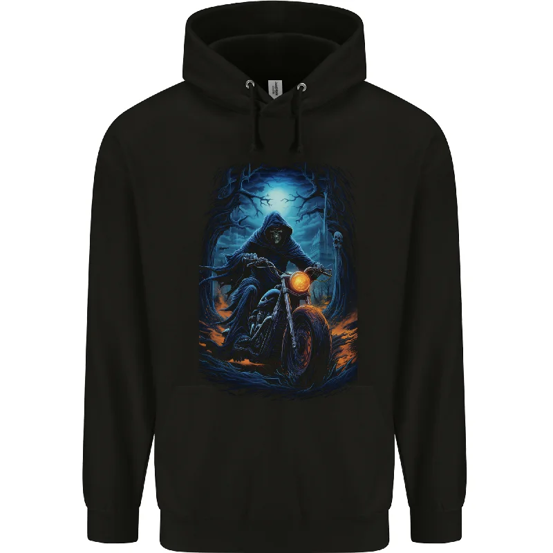 New Deals Skull Biker Motorcycle Motorbike Grim Reaper 4 Mens 80% Cotton Hoodie
