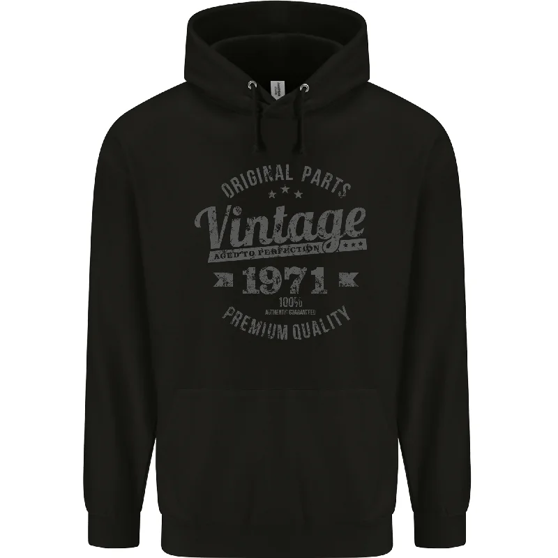 Clearance Sale Vintage Year 53rd Birthday 1971 Mens 80% Cotton Hoodie Black