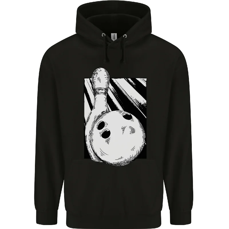 Stock Up and Save Ten Pin Bowling Ball and Pin Mens 80% Cotton Hoodie
