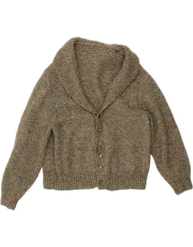 Referral Discount VINTAGE Womens Cardigan Sweater UK 14 Large Khaki Flecked