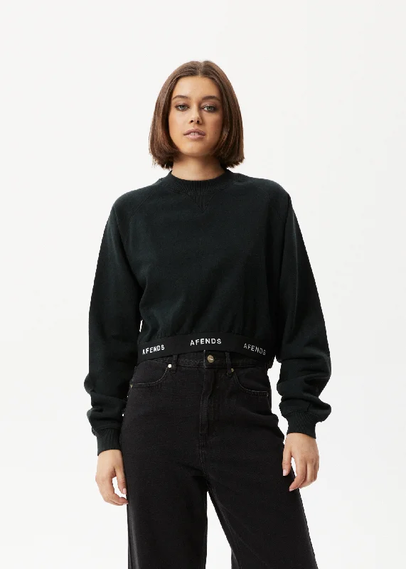 Huge Savings AFENDS Womens Homebase - Cropped Crew Neck Jumper - Black