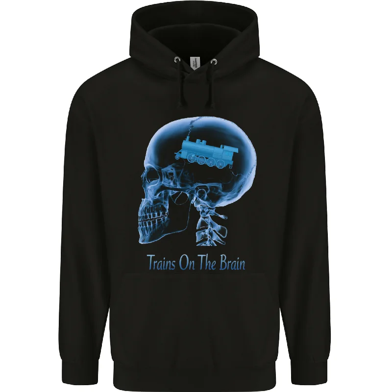 Don’t Miss Out Trains on the Brain Trainspotting Funny Mens 80% Cotton Hoodie