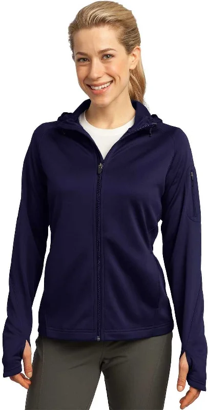 Blowout Sale Sport-Tek L248 Ladies Tech Fleece Full-Zip Hooded Jacket - True Navy