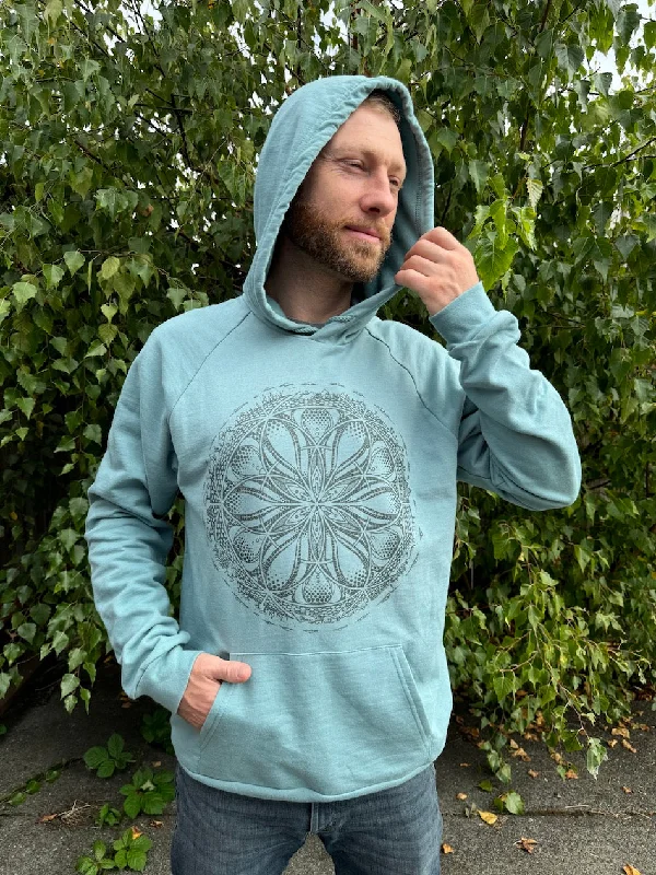 Limited Time Gaia Hoodie - Organic Cotton Medium Weight Fleece Geometric Nature Graphic Pullover