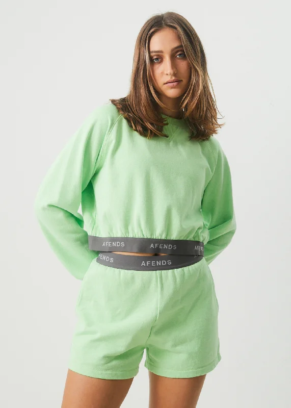 Act Now AFENDS Womens Homebase - Cropped Crew Neck Jumper - Lime Green