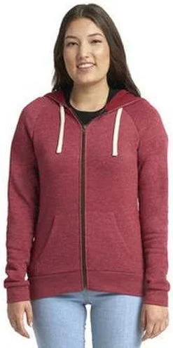 Weekend Deal Next Level 9603 Ladies' Malibu Raglan Full-Zip Hooded Sweatshirt - Heather Cardinal