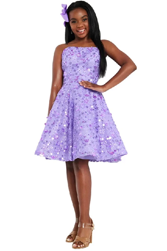 TIME-Limited Offer Jovani Kids K23685 Fit And Flare Beaded Strapless Lace up Back Girls Short Dress