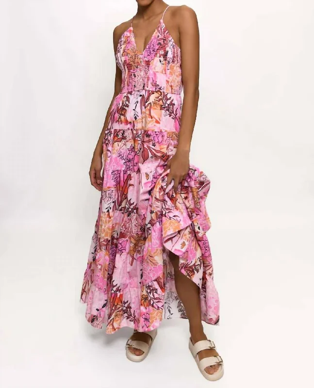 Act Fast Gail Dress In Muted Boho Botanical
