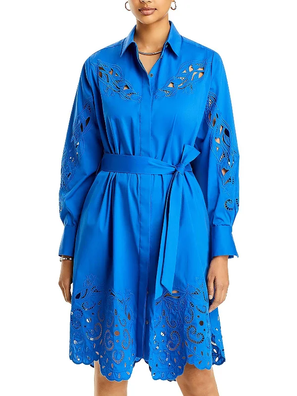 Instant Discount Melanie Womens Cut-Out Knee-Length Shirtdress