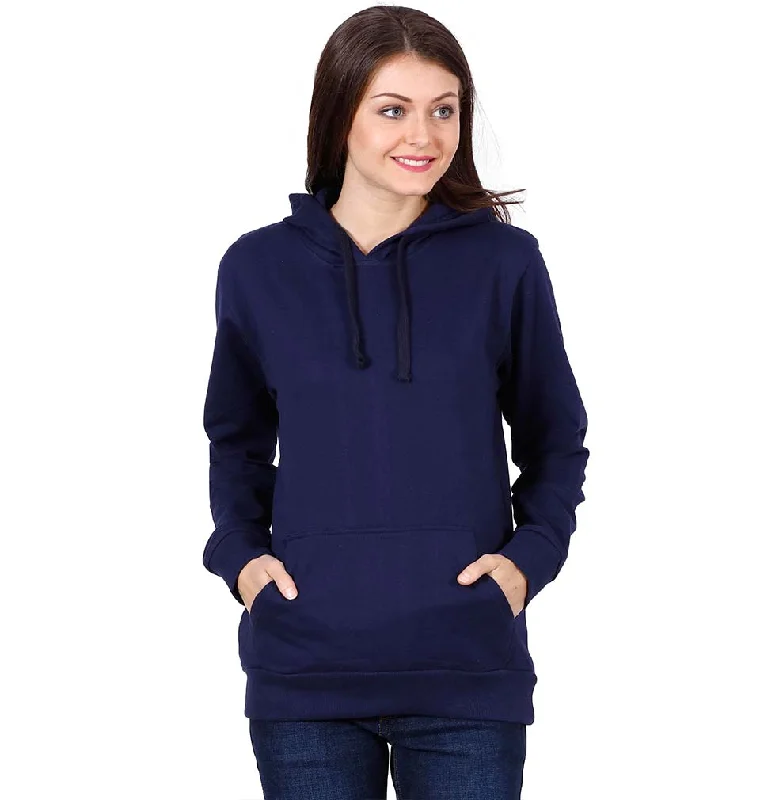 Sneak Peek Sale Plain Navy Blue Hoodie Sweatshirt for Women