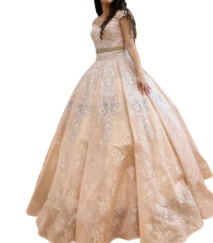 Crazy Deals Quinceañera V-Neck Dress In Blush