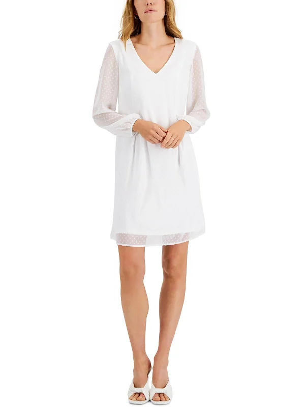 Blowout Deals Womens Tie Neck Mini Shift Dress