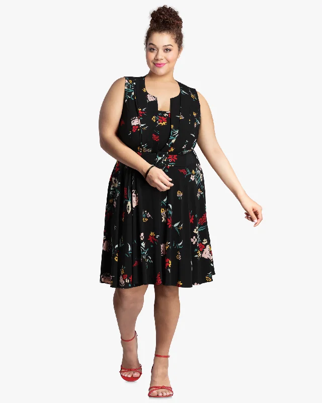 Take Advantage Lyra Belted Fit & Flare Dress  | Black / Red