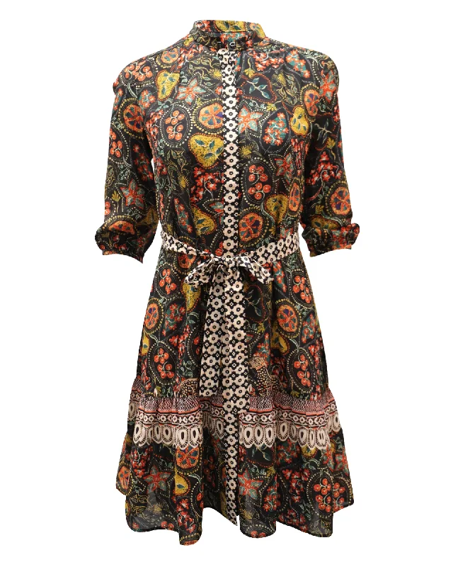 Steals and Deals Saloni Tyra with Batik Border Dress in Multicolor Silk