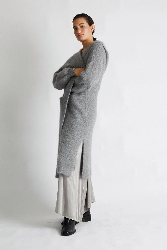Price Drop + Beryll Cashmere Coat with Hood | Pebble Gray