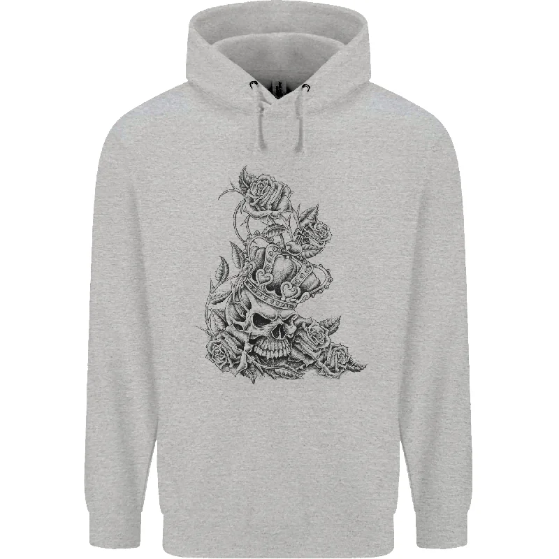 Shop and Save Skull Crown Biker Skull Gothic Heavy Metal Mens 80% Cotton Hoodie