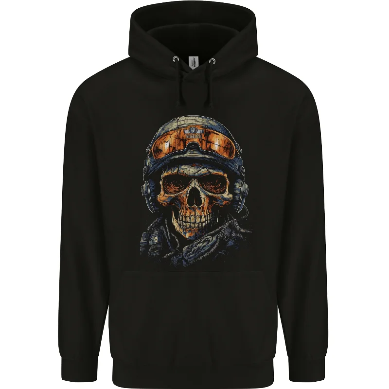 New Arrival Soldier Skull With Helmet and Headphones Mens 80% Cotton Hoodie