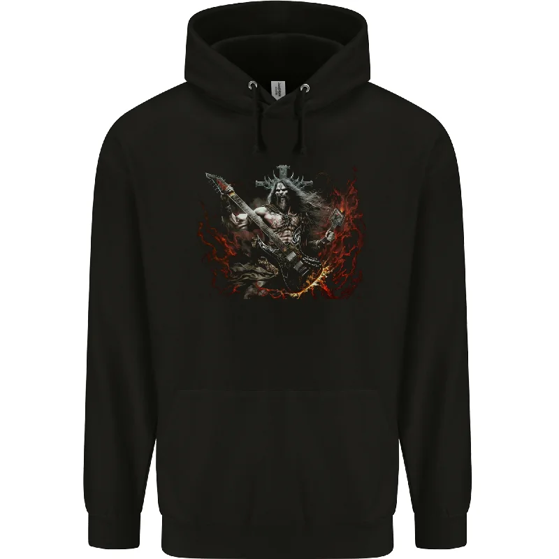 Loyalty Reward Viking Rocker Rock n Roll Heavy Metal Guitar Skull Mens 80% Cotton Hoodie