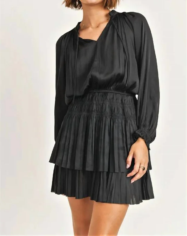Special Price Satin Layered Dress In Black