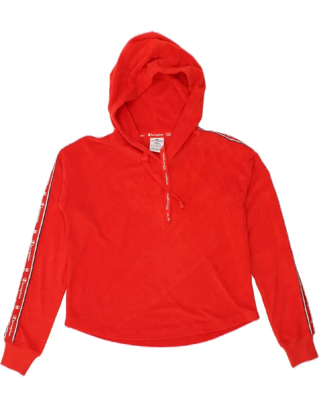 Can't Miss CHAMPION Womens Oversized Graphic Hoodie Jumper UK 10 Small Red