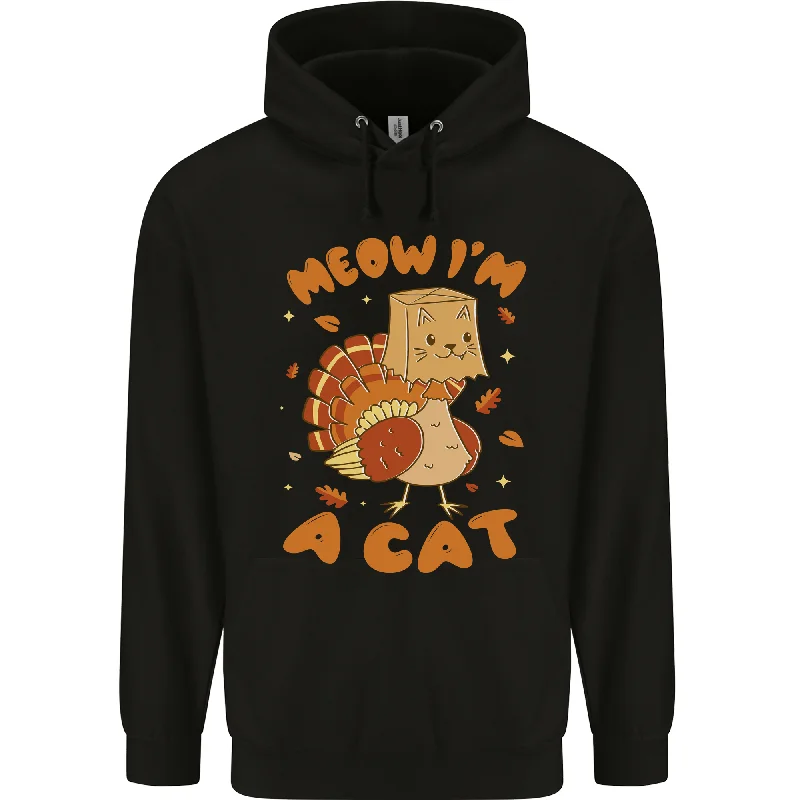 Act Now Thanksgiving Christmas Turkey I'm a Cat Mens 80% Cotton Hoodie