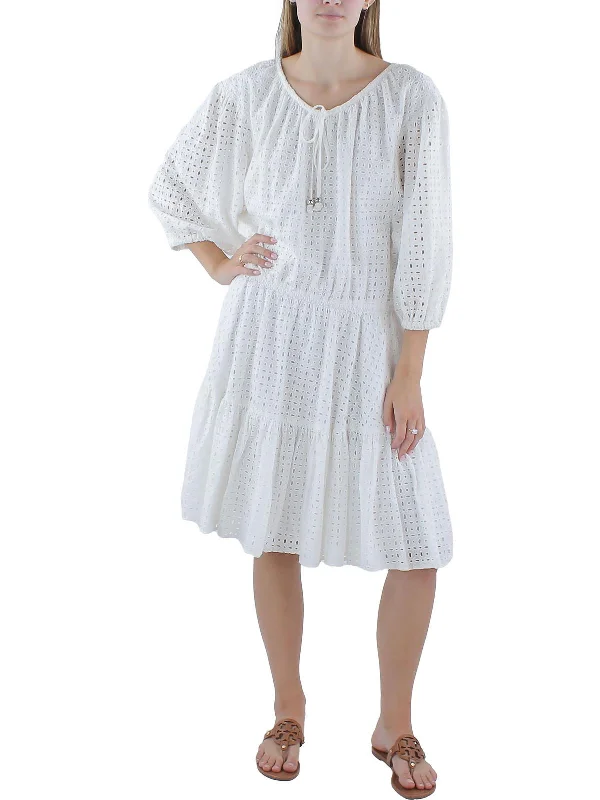 Special Promotion Womens Embroidered Smocked Tunic Dress