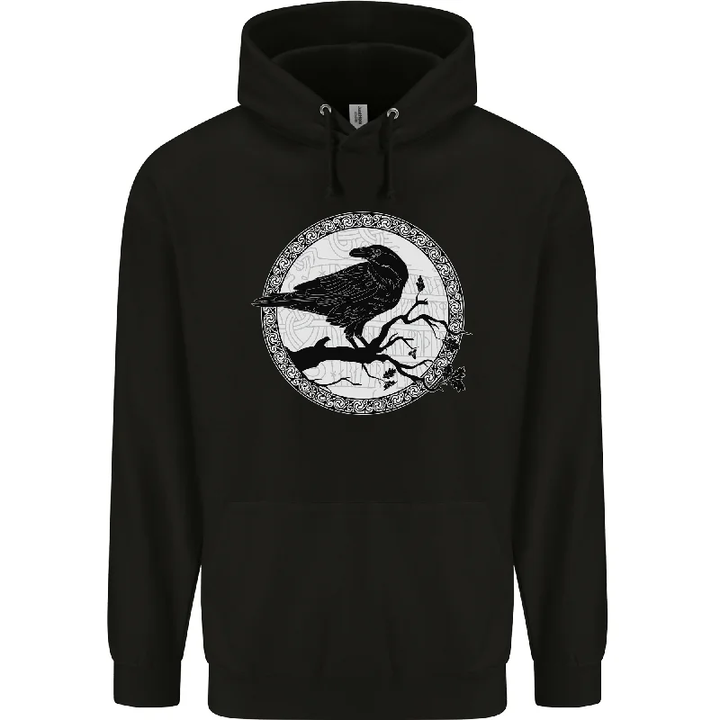 Midnight Sale Viking Crow Celtic Norse Valhalla Odin Thor Mens 80% Cotton Hoodie