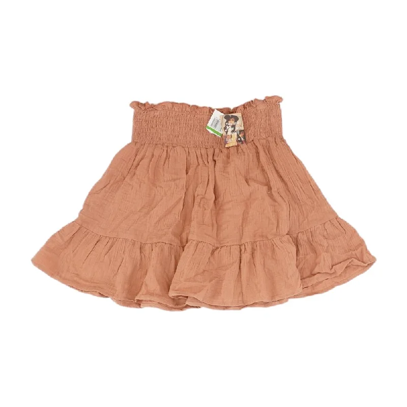 Limited Availability Brown Solid Mini Skirt