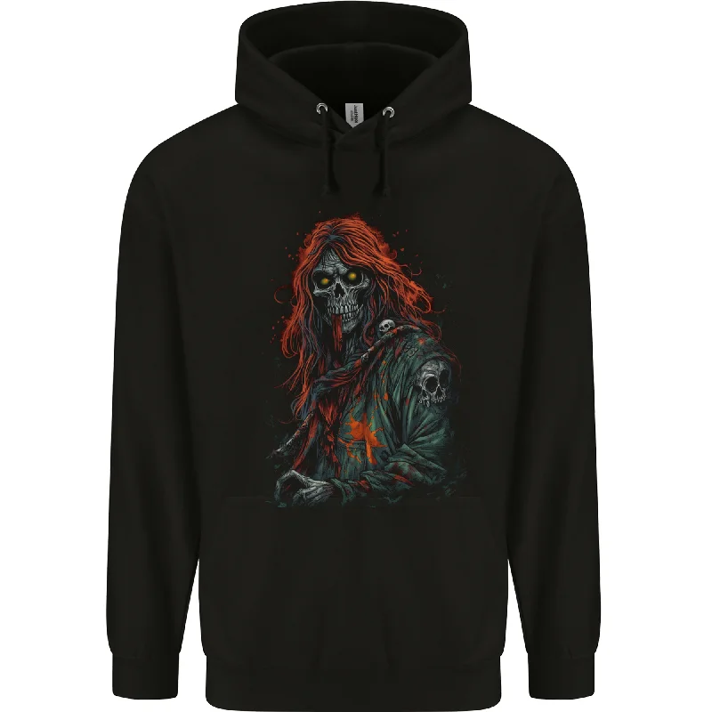 Act Now Skull Punk From Hell Grim Reaper Skull Mens 80% Cotton Hoodie