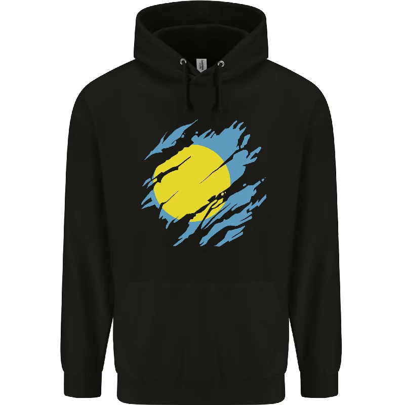 Fantastic Offers Torn Palau Flag Palauan Day Football Mens 80% Cotton Hoodie