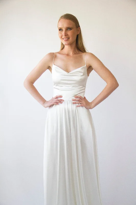 Stock Up and Save Cowl Neck Satin Dress #1391