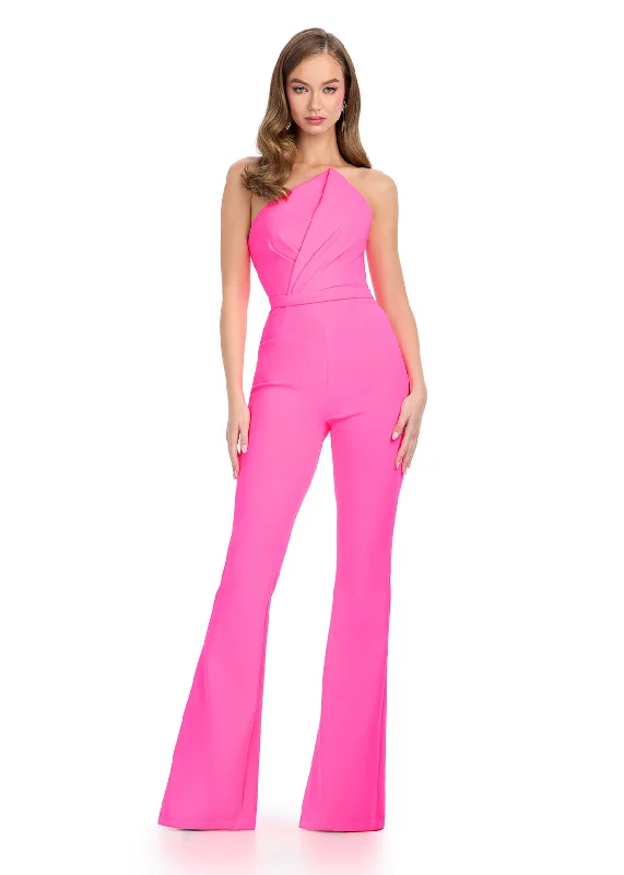 Price Smash Ashley Lauren 11835 Size 2 Aqua Formal Scuba Jumpsuit Pageant Asymmetrical Neck Strapless Interview