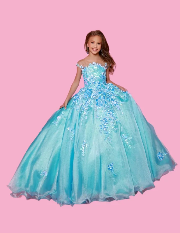 Get It Before It’s Gone Sugar Kayne C336 Long Metallic Girls Pageant Dress Preteen  Ballgown Sequin Mesh
