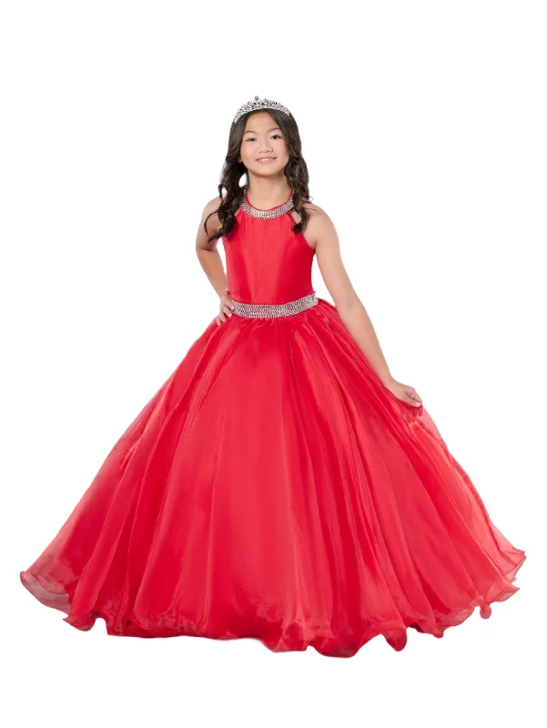 Big Discounts Tiffany Princess 13801 Size 6 Red Girls Pageant Dress Halter Ballgown A Line Formal Crystal Straps
