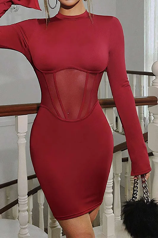 Unmissable Offer Backless Corset Long Sleeve Midi Dress