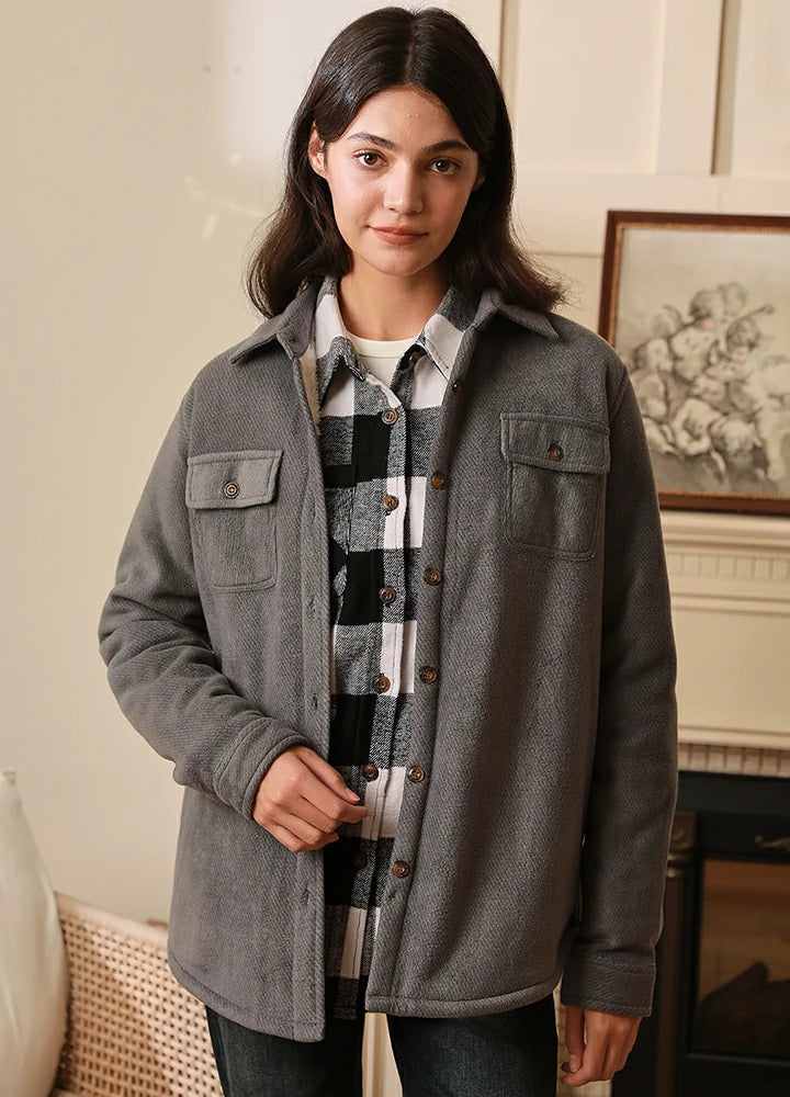 Great Bargains Women's Sherpa Lined Warm Shirt Jacket Button Up Winter Fleece Shirt