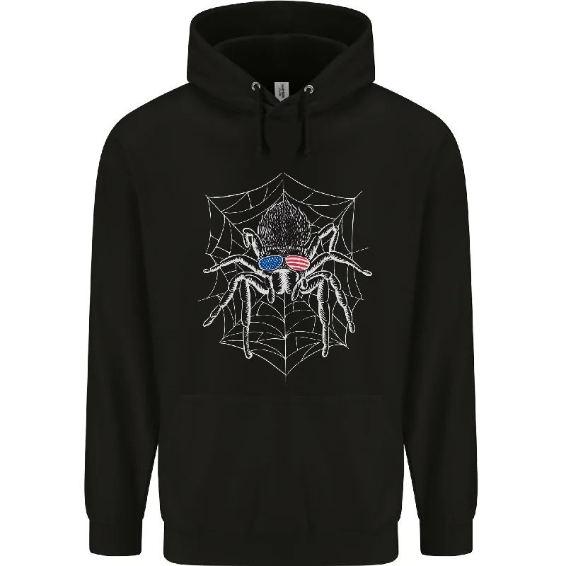 Savings Galore USA Spider American Flag Mens 80% Cotton Hoodie