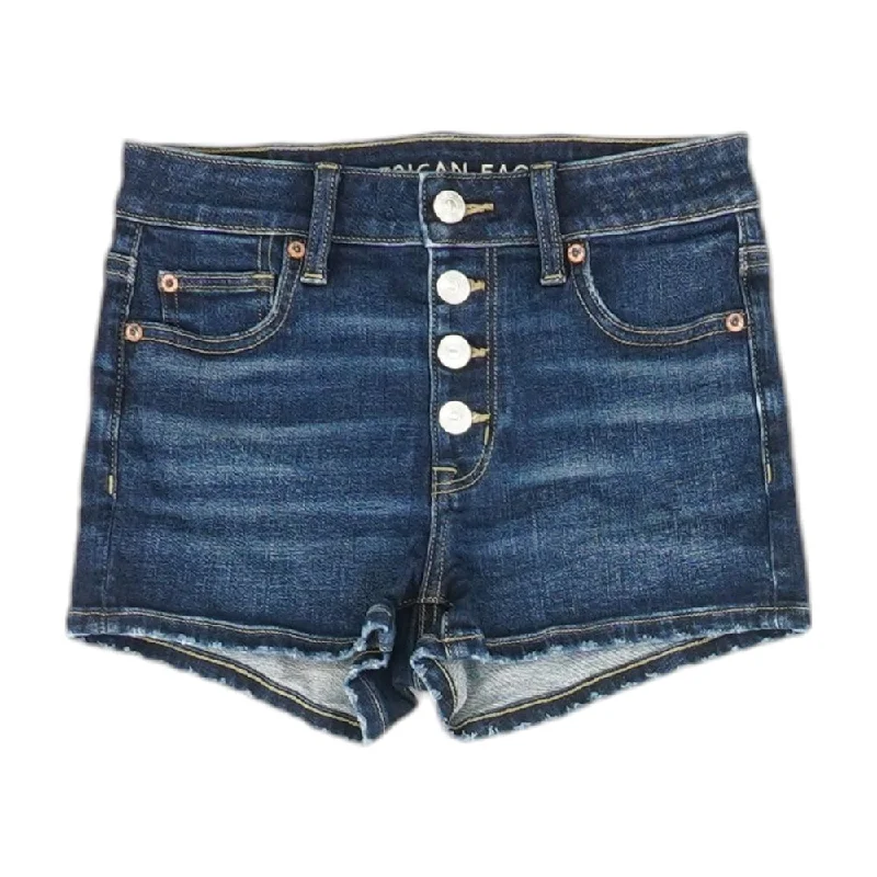 Super Sale Blue Solid Denim Shorts