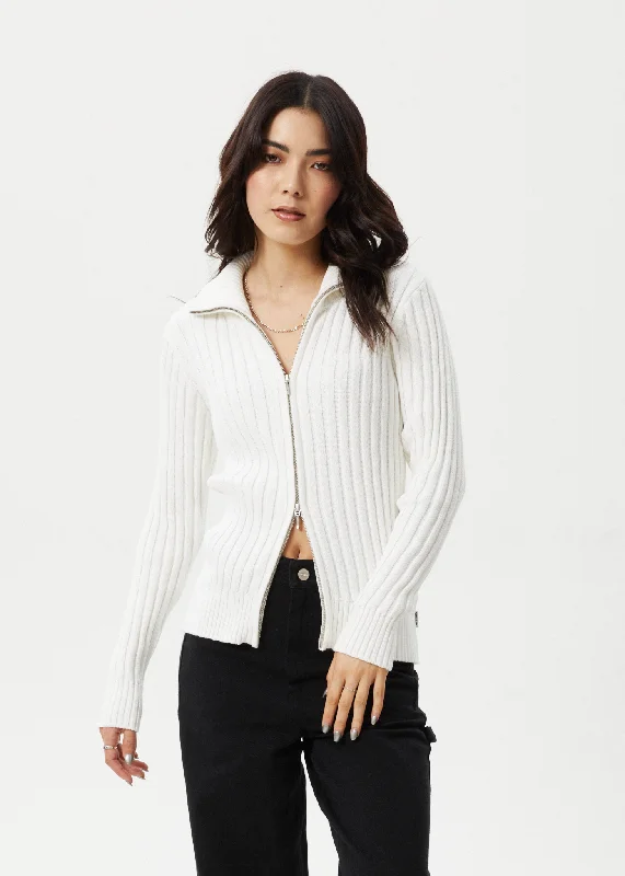 Overstock Sale AFENDS Womens Vision - Knit Zip Through Cardigan - White