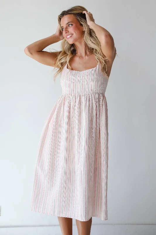 Stock Up and Save FINAL SALE - Charmed Energy Pink Striped Midi Dress