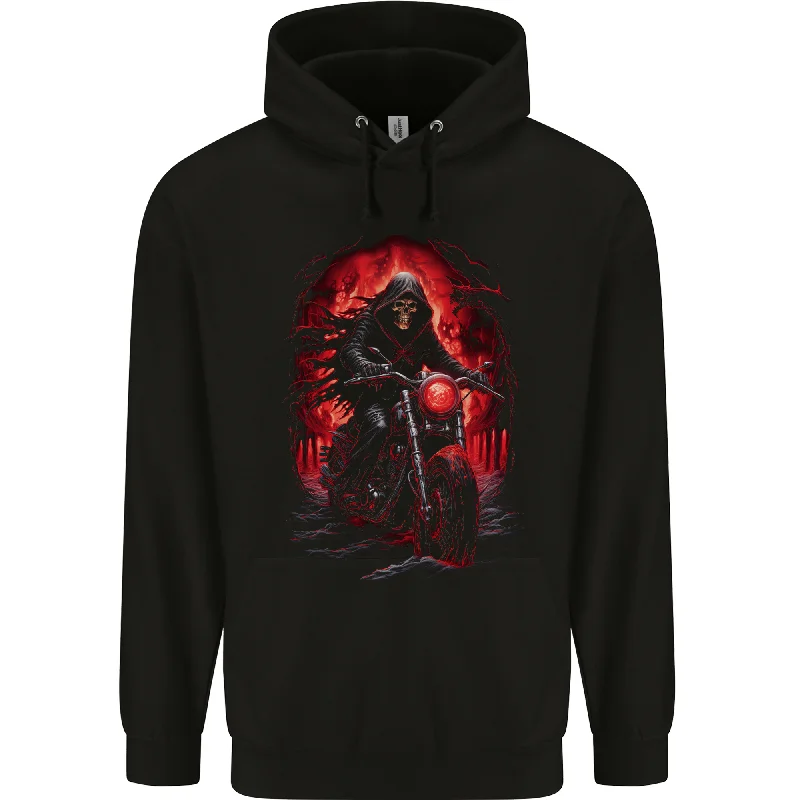 Don't Wait Skull Biker Motorcycle Motorbike Grim Reaper 14 Mens 80% Cotton Hoodie