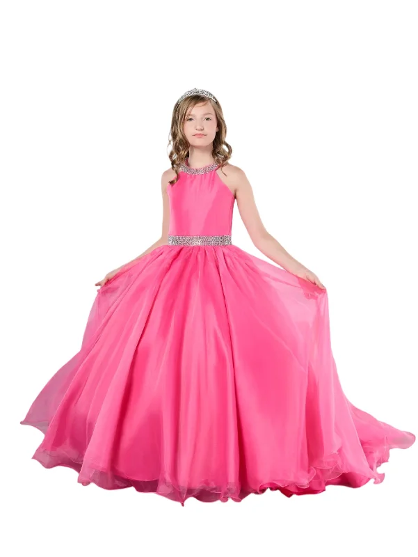Daily Deals Tiffany Princess 13801 Size 10 Fuchsia Girls Pageant Dress Halter Ballgown A Line Formal Crystal Straps