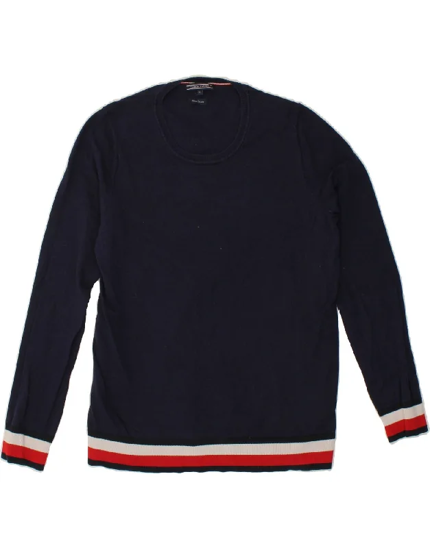 Price Smash TOMMY HILFIGER Womens Crew Neck Jumper Sweater UK 18 XL Navy Blue Cotton