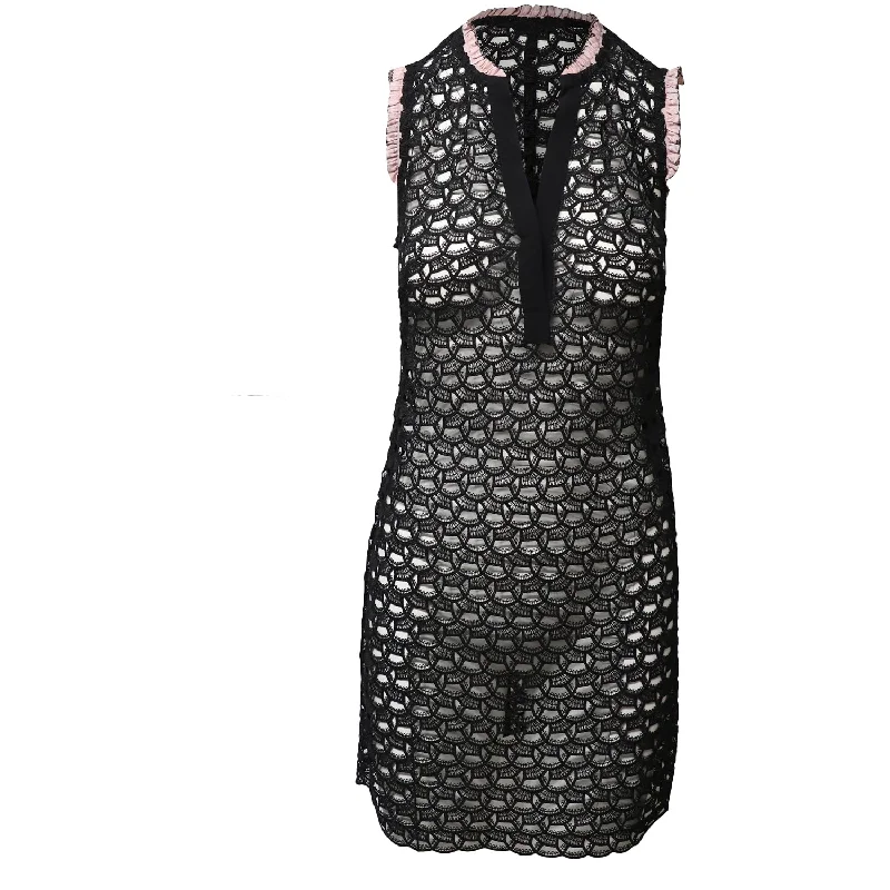 Season Finale Sale Sandro Paris Lace Sheath Dress in Black Polyester