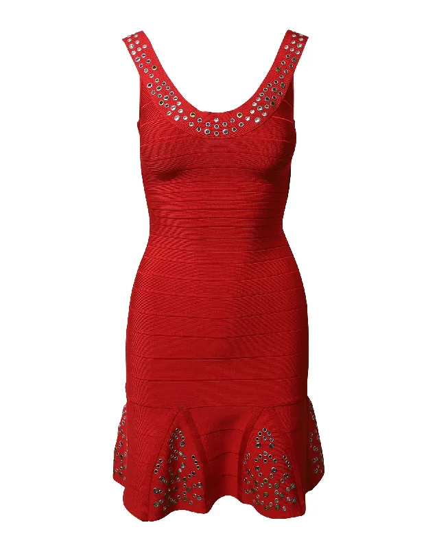 Daily Deals Hervé Leger Blakey Bandage Dress in Red Rayon