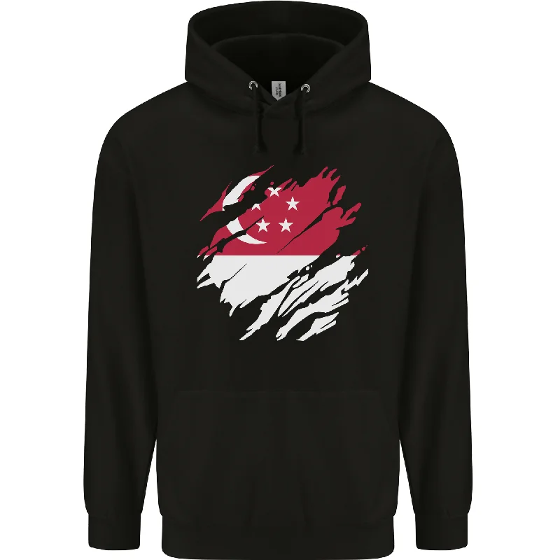 Shop and Save Torn Singapore Flag Singaporean Day Football Mens 80% Cotton Hoodie