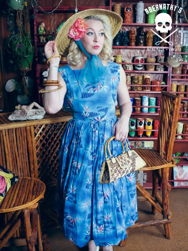 Fantastic Offers Vintage 1950s Handmade Blue and Pink Dress